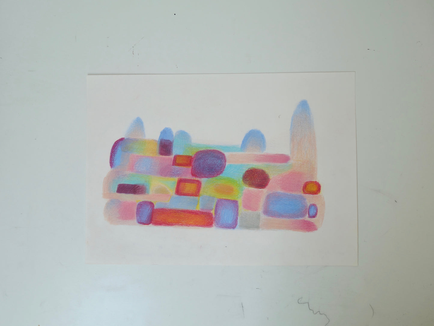 A4 Coloured pencil drawing, Title 'Sweet key castle'